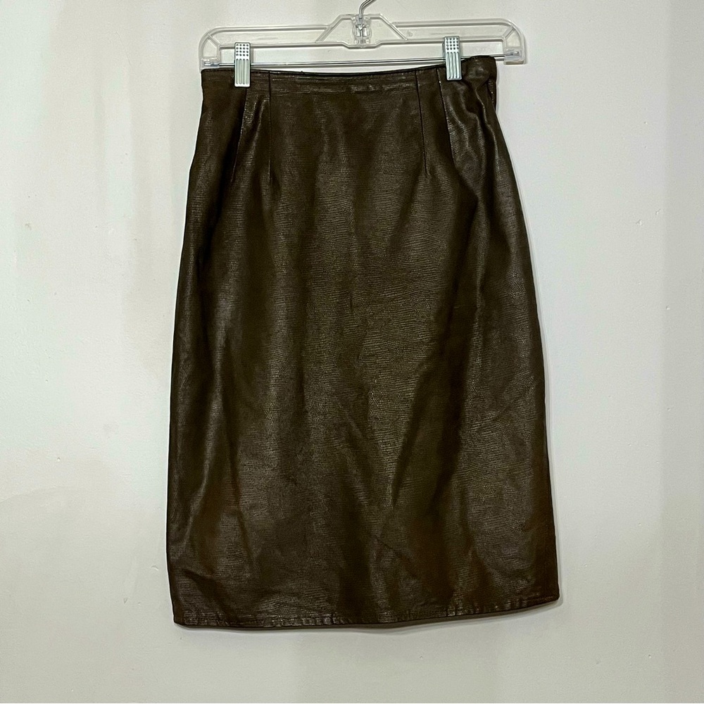 Bettina Leather‎ Skirt Pencil Vintage Pebbled Snakeskin 6 Brown Grunge Rock USA